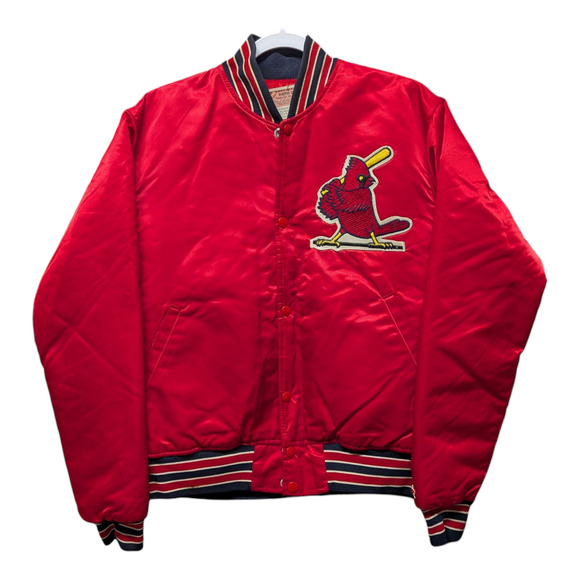 80s St Louis Cardinals MLB Starter Satin Bomber Jacket - Picture 1 of 8